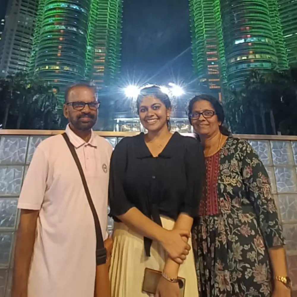 Three travellers out in the city at night